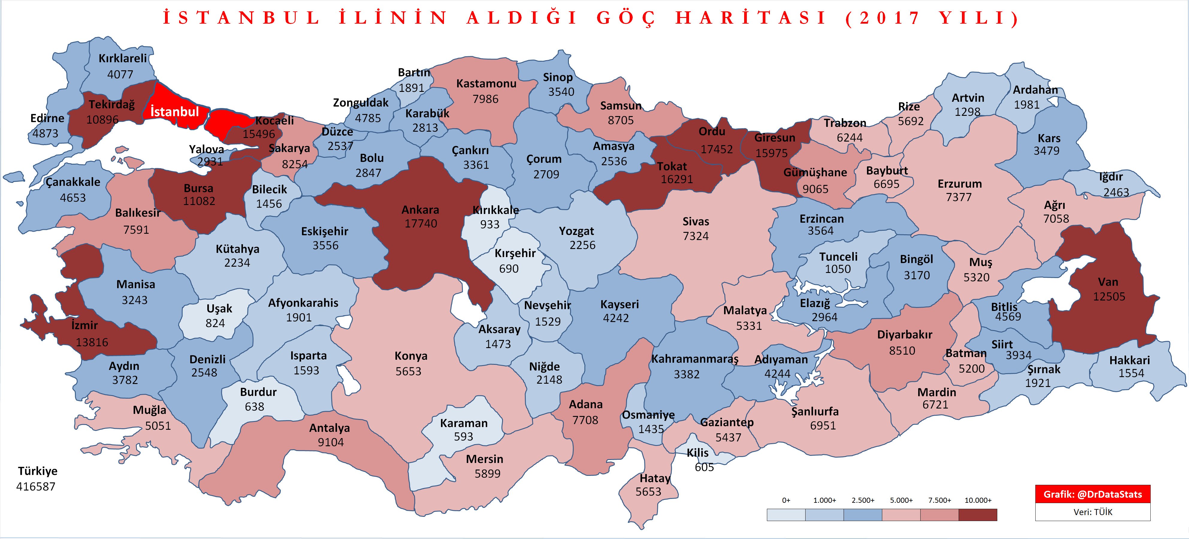 15 bin 496 kişi  İstanbul’a göç etti