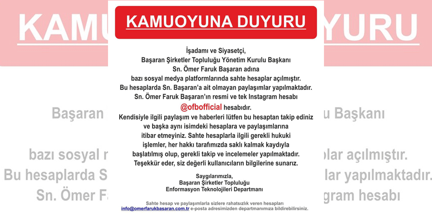 BAŞARAN ADINA SAHTE HESAP AÇMIŞLAR!